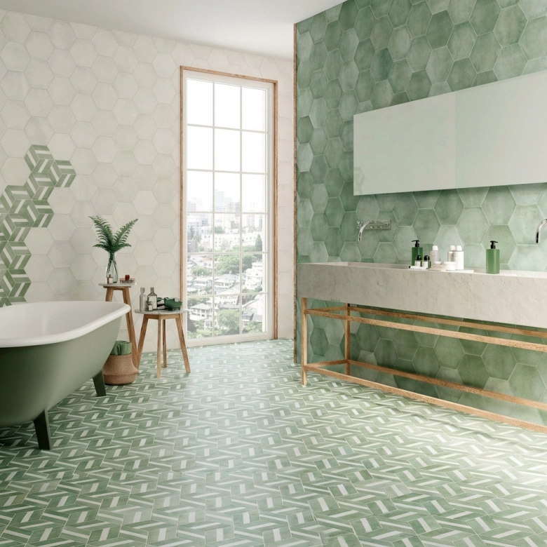 Carrelage sol hexagonal Arsenal aqua 2327 cm