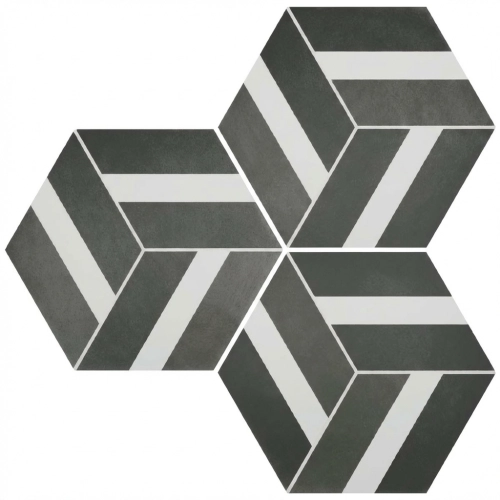 Carrelage sol hexagonal Arsenal Bari black 2327 cm