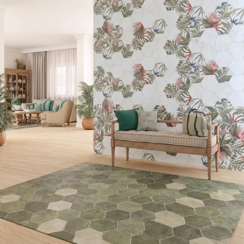 Carrelage sol et mur hexagonal Jungle decors aruba blanco 2327 cm