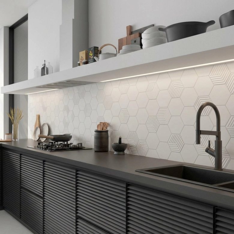 Carrelage sol hexagonal Bird white 1416 cm