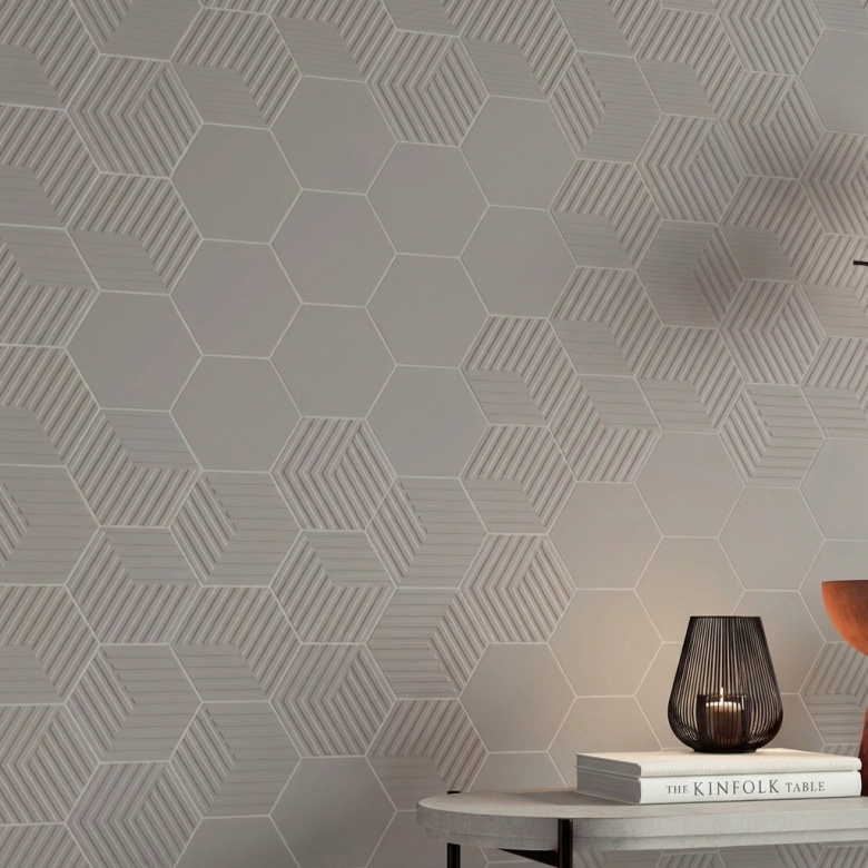 Carrelage sol hexagonal Bird taupe 1416 cm