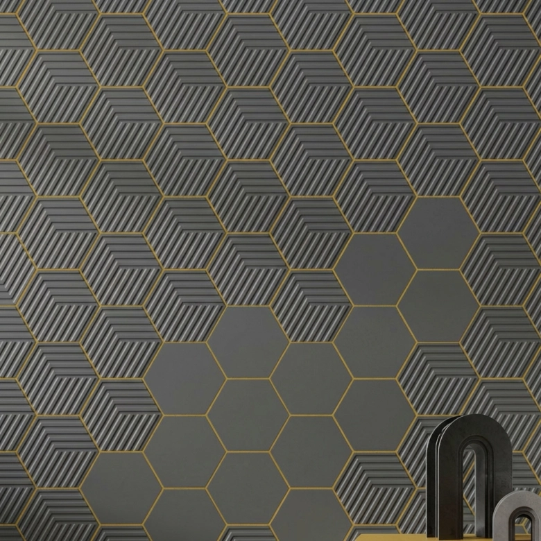 Carrelage sol hexagonal Bird cube dark 1416 cm