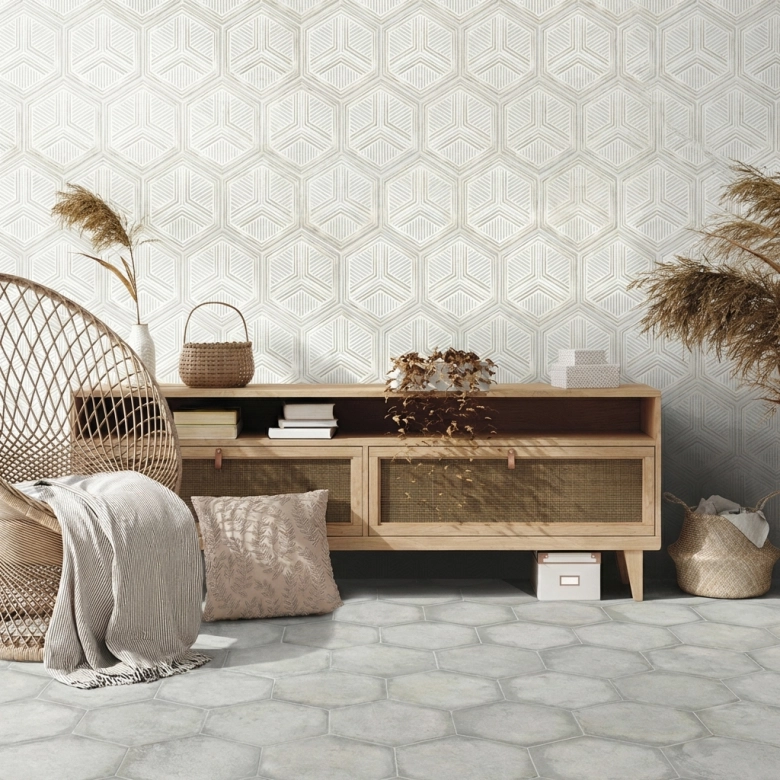 Carrelage sol hexagonal HabitatLuci 21x25 cm