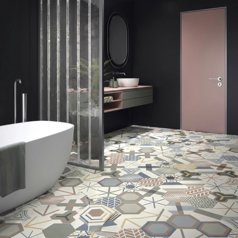 Carrelage sol hexagonal Nice mix 23x26 cm