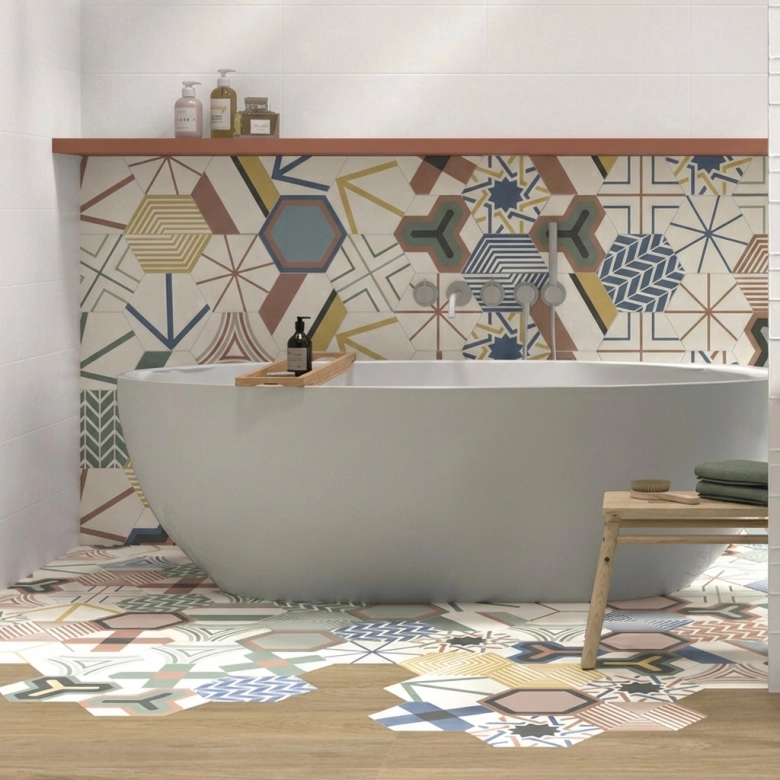 Carrelage sol hexagonal Nice mix 23x26 cm