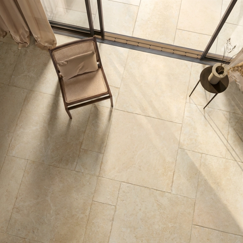  Carrelage sol extérieur effet pierre travertin Pianosa beige R10 30x60 cm