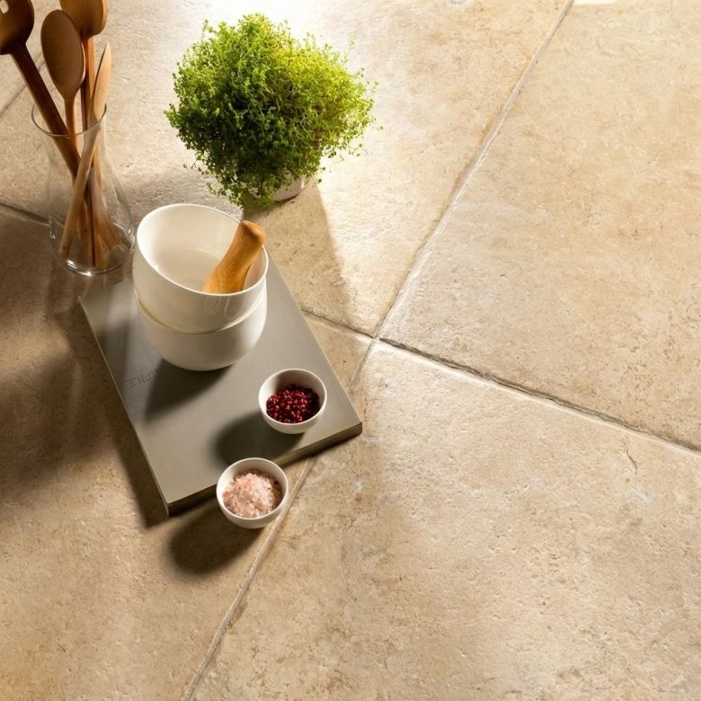 Carrelage sol extérieur effet pierre travertin Pianosa terre R10 90x90 cm