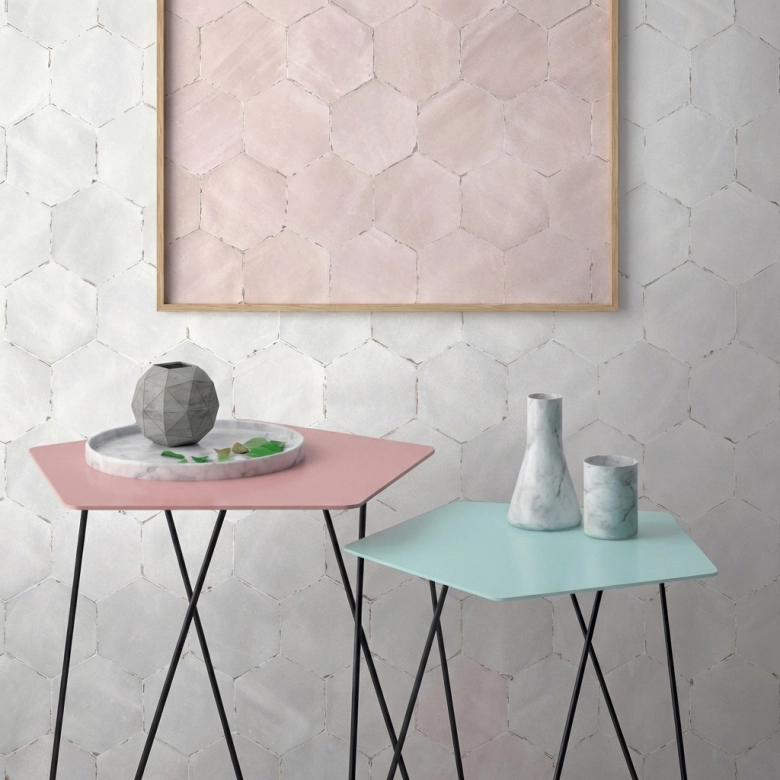 Carrelage sol hexagonal San Marin blanc 21x25 cm