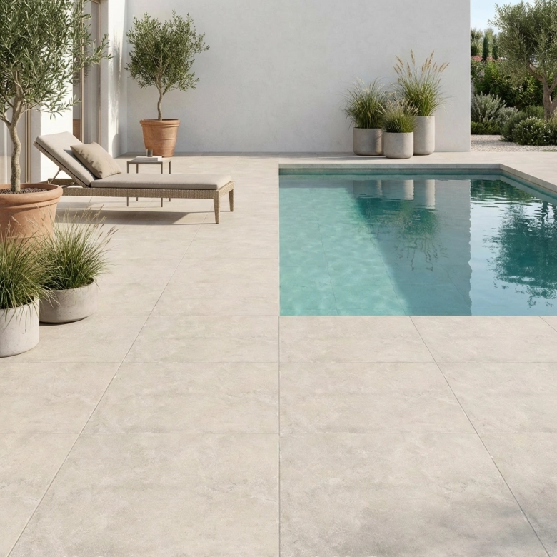 Carrelage sol extérieur effet pierre travertin Soleto Beige R11 40,6x40,6 cm