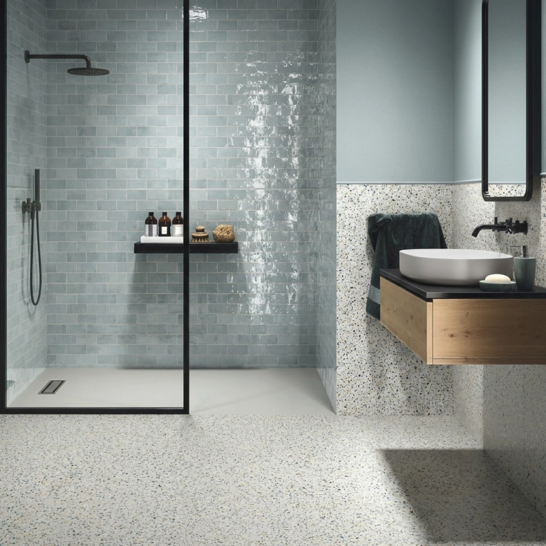 Carrelage effet Terrazzo Orattéo blanc 60x60 cm