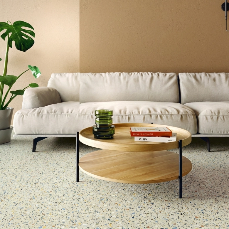Carrelage effet Terrazzo Orattéo beige 60x60 cm