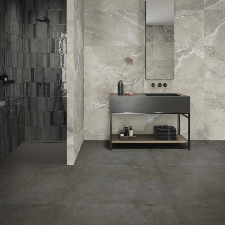 Carrelage sol Sanpologris fumée 120x120 cm