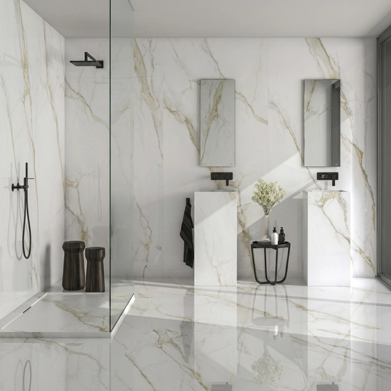 Carrelage sol et mur effet marbre brillant Hotel gold brillo 3060 cm