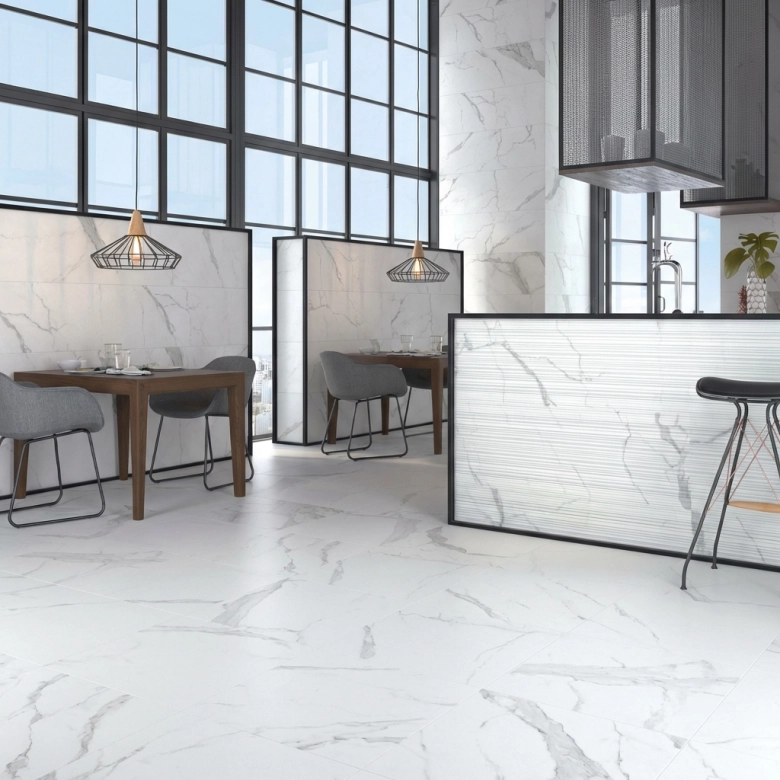 Carrelage sol et mur effet marbre mat Granito white 6060 cm