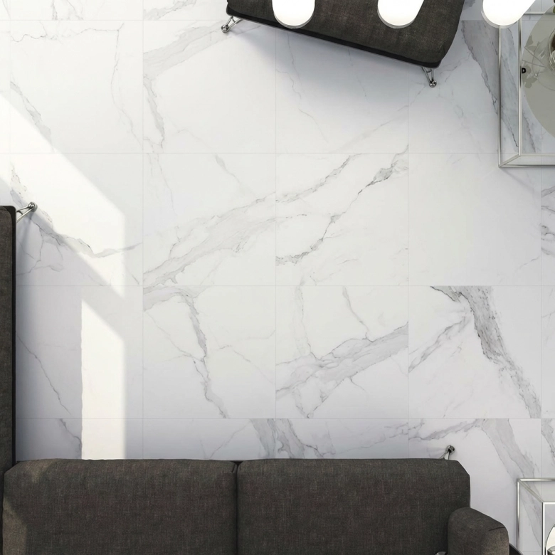 Carrelage sol et mur effet marbre mat Granito white 6060 cm