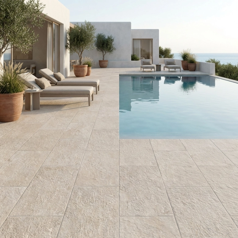 Carrelage sol extérieur effet pierre Bocca di l'oro white R11 30x60cm