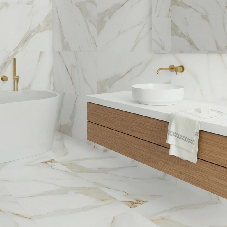 Carrelage sol effet pierre Dubai Gold 32x62,5 cm