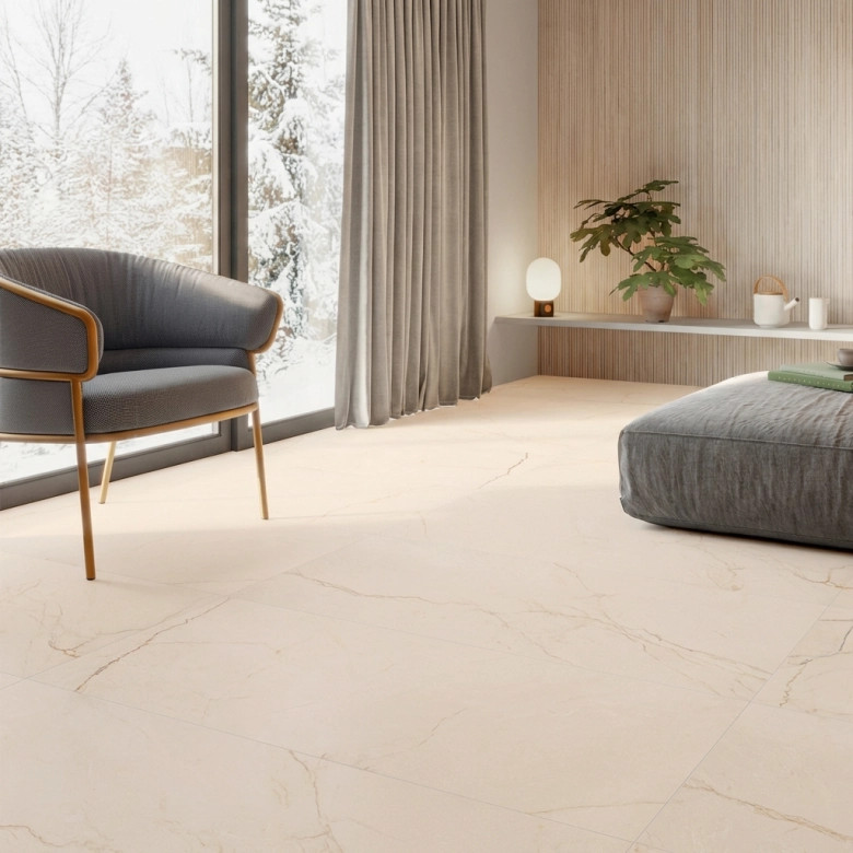 Carrelage sol effet pierre Dubai Crema 32x62,5 cm
