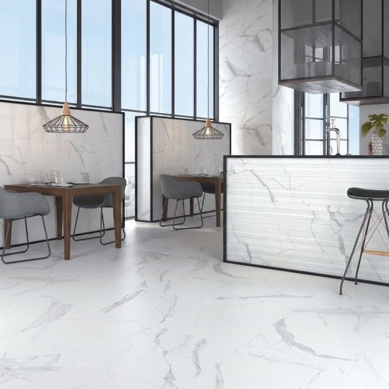 Carrelage sol et mur effet marbre mat Granito white 100x100 cm