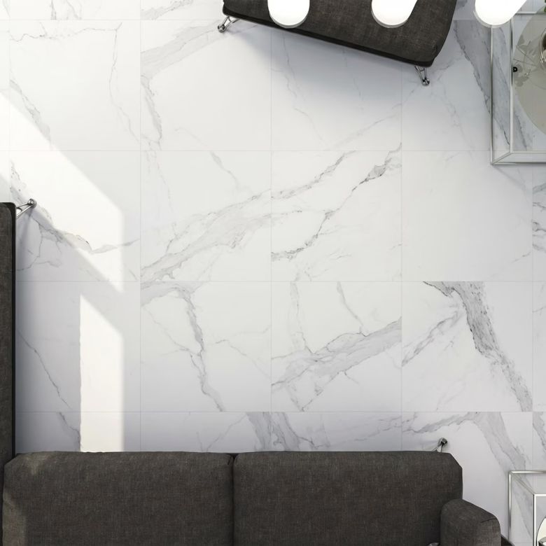 Carrelage sol et mur effet marbre mat Granito white 100x100 cm