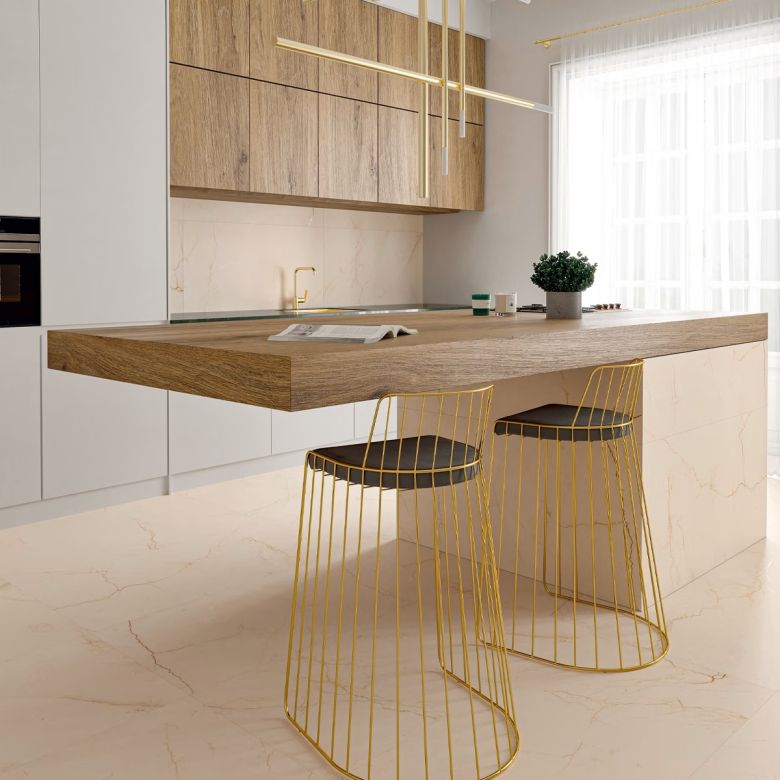 Carrelage sol effet pierre Dubai Crema 45x90 cm