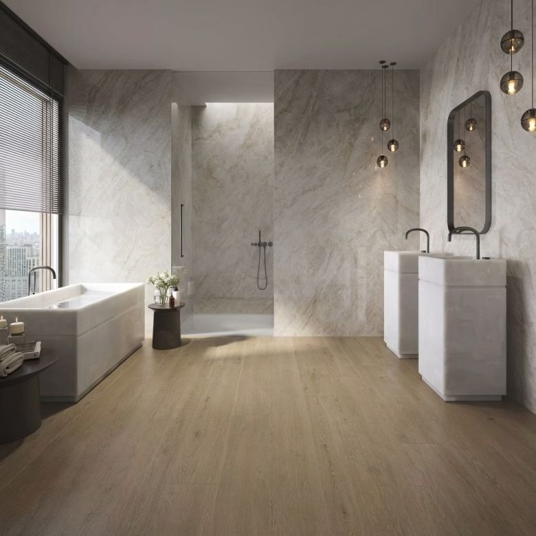 Carrelage sol et mur effet marbre brillant Sydney nature poli 120x120 cm