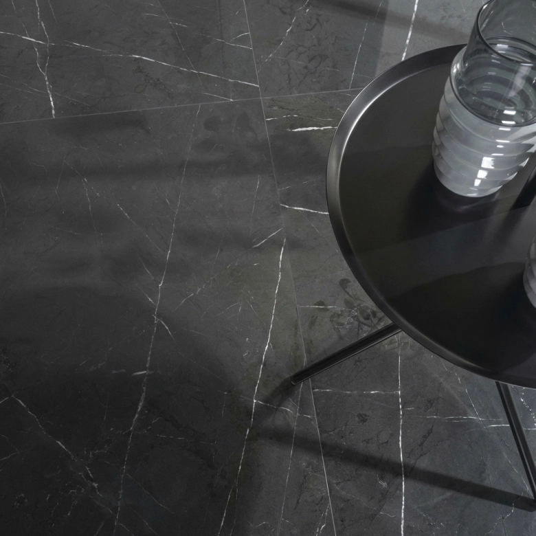 Carrelage sol poli effet marbre Black light 60*60 cm