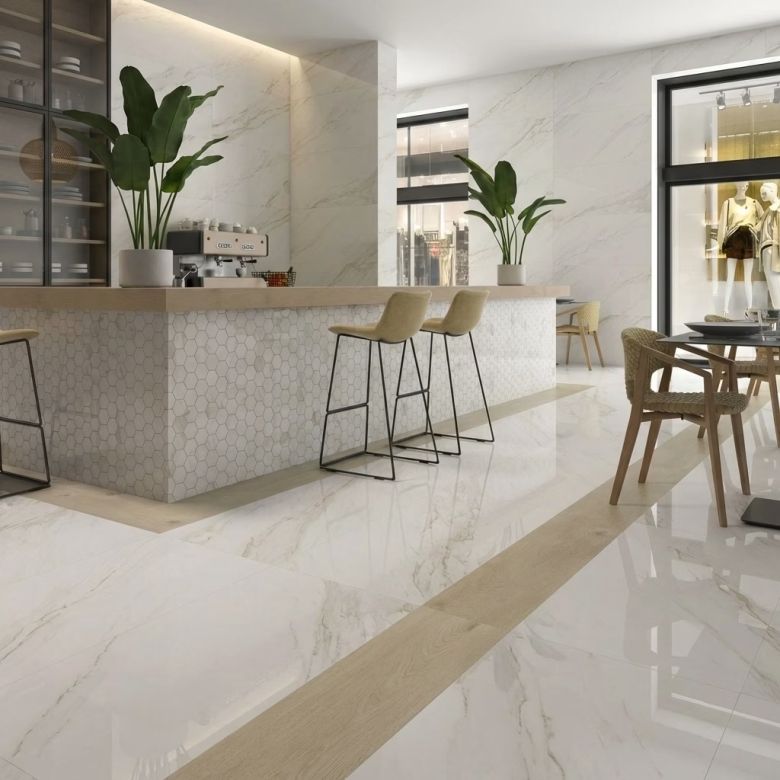 Carrelage sol poli effet marbre Novo lux 120x120 cm