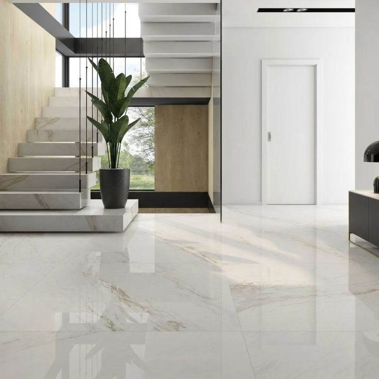 Carrelage sol poli effet marbre Novo lux 120x120 cm