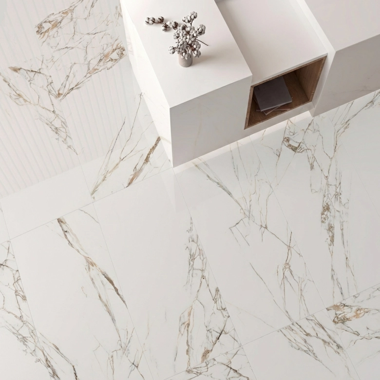 Carrelage sol poli effet marbre Neptune White 120x120 cm