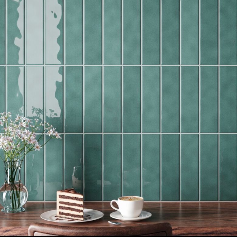 Carrelage mur effet zellige Amani Vert Oasis 7x25 cm