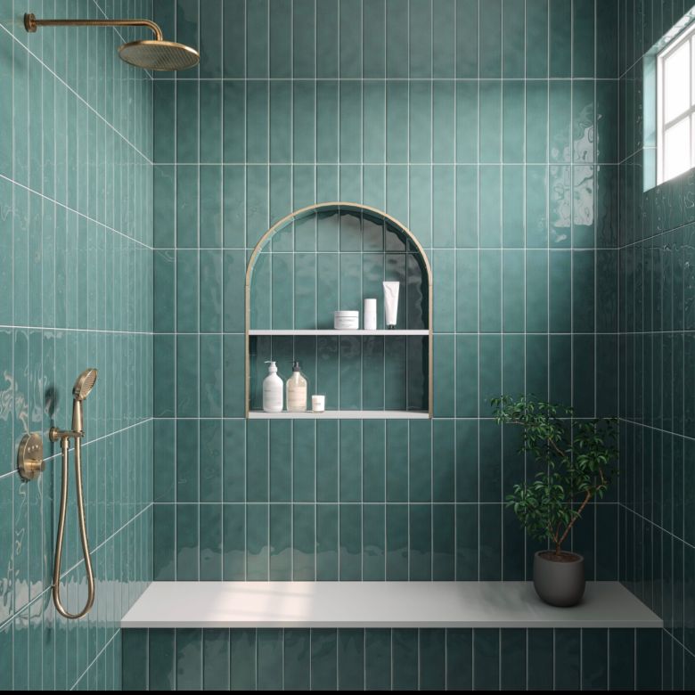 Carrelage mur effet zellige Amani Vert Oasis 7x25 cm