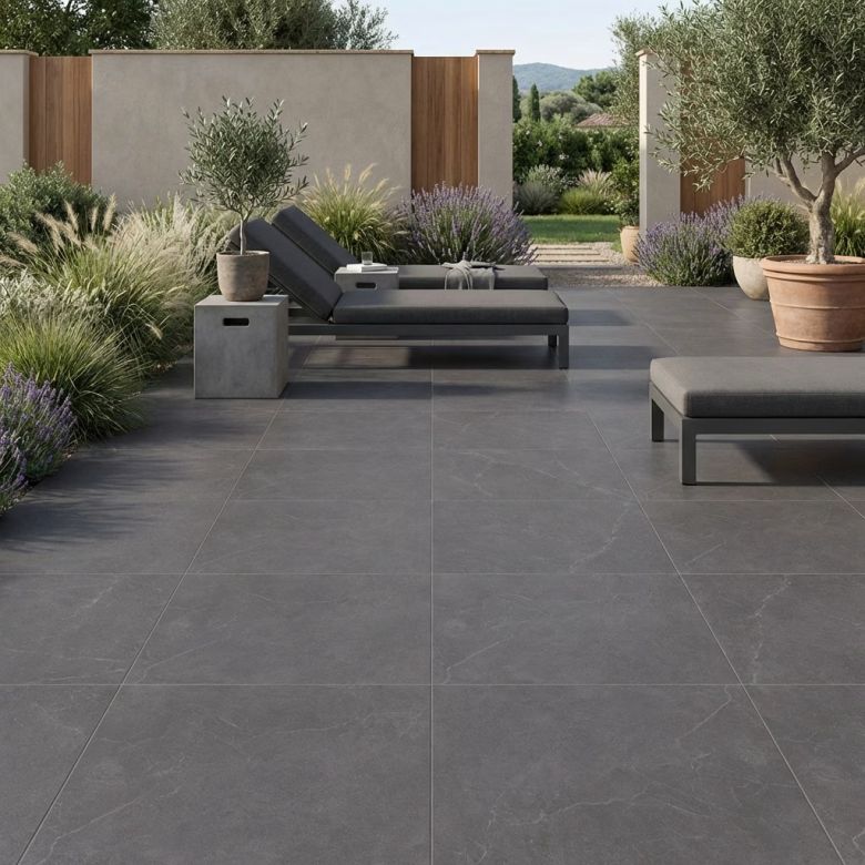 Carrelage sol extérieur effet pierre Perle Cloud R11 90x90 cm