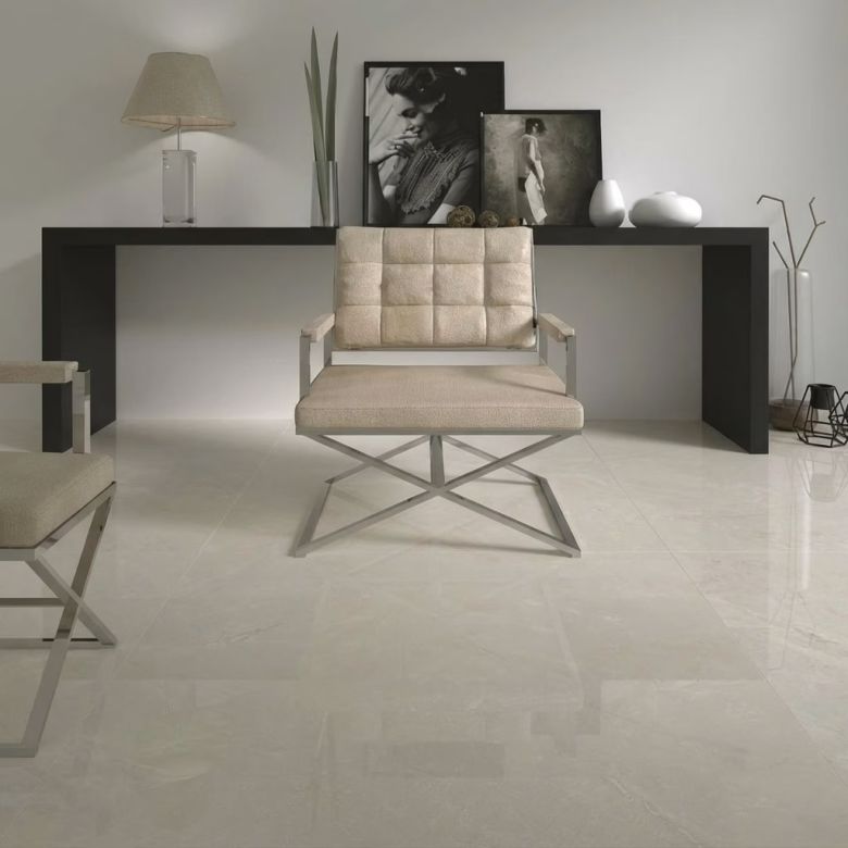 Carrelage sol poli effet marbre Hight marfil 120120 cm