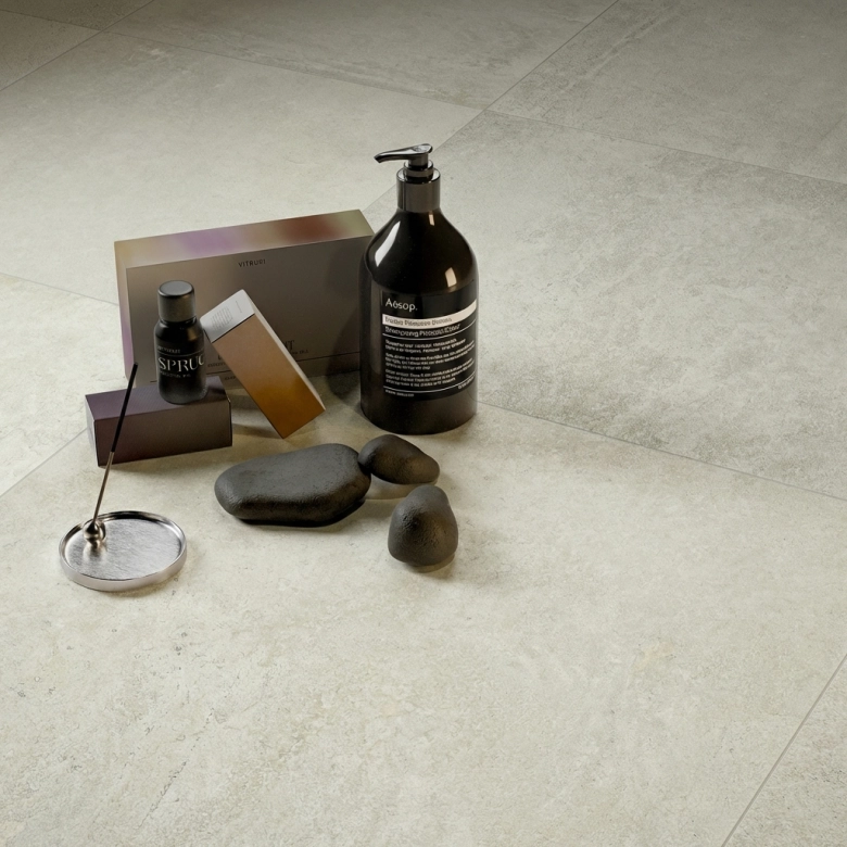 Carrelage sol effet pierre Arezzo blanc grisé 30x60 cm