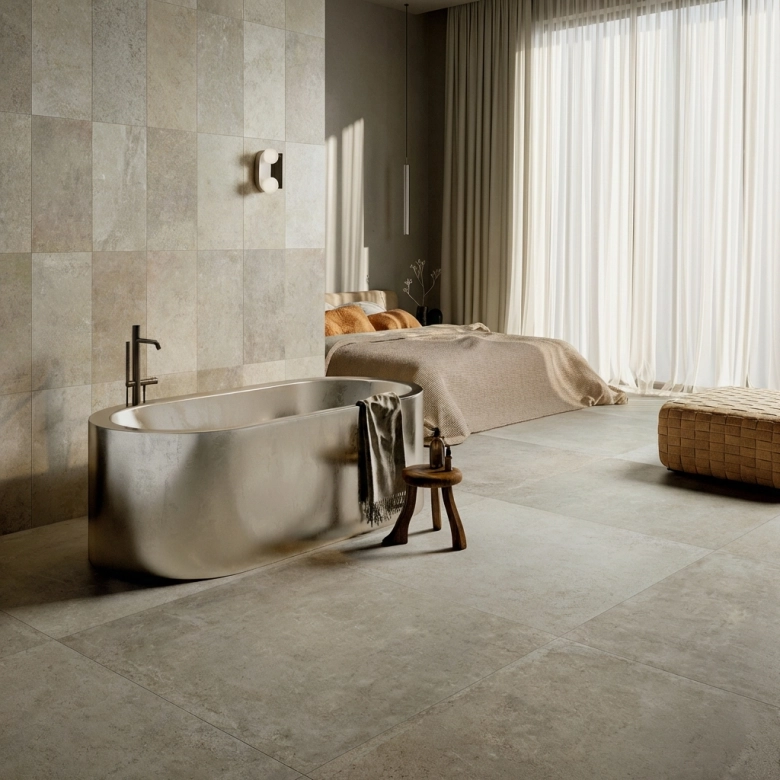 Carrelage sol effet pierre Arezzo taupe 30x60 cm