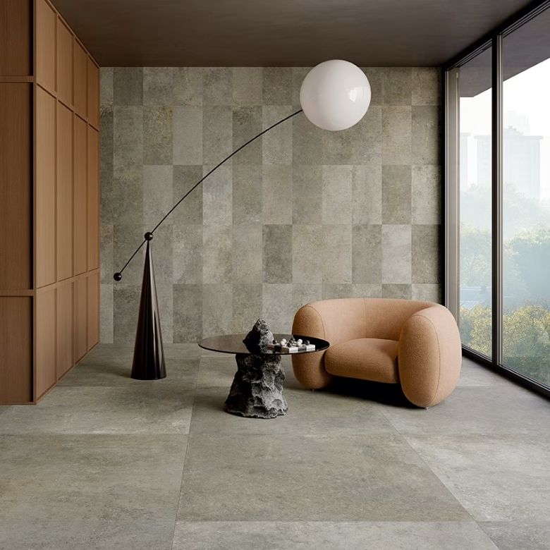 Carrelage sol effet pierre Arezzo gris60x120 cm