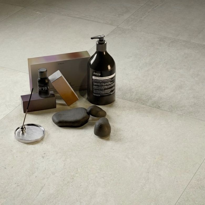 Carrelage sol effet pierre Arezzo blanc grisé60x120 cm