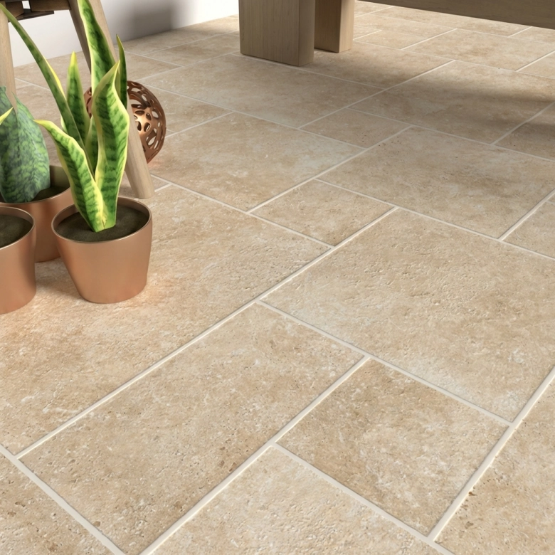 Carrelage sol effet travertin Auvergnat beige multi-format