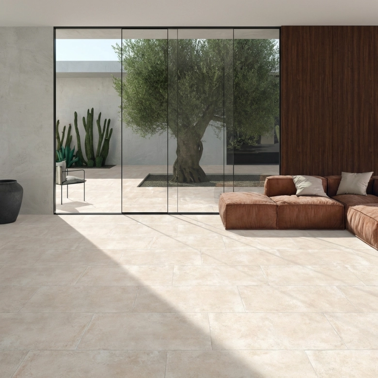 Carrelage sol effet pierre Travertin TravertiNova corda 60x60 cm