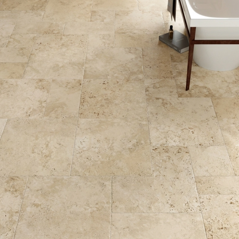 Carrelage sol effet pierre Travertin Beigemulti-format