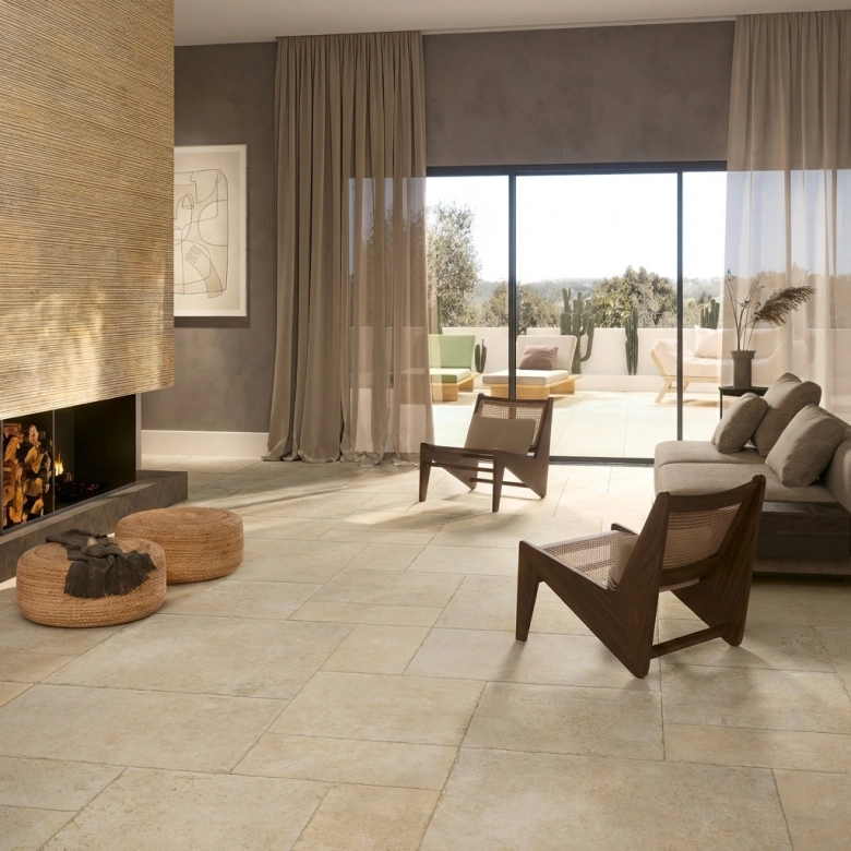 Carrelage sol effet pierre travertin Pianosa beige 30x60 cm