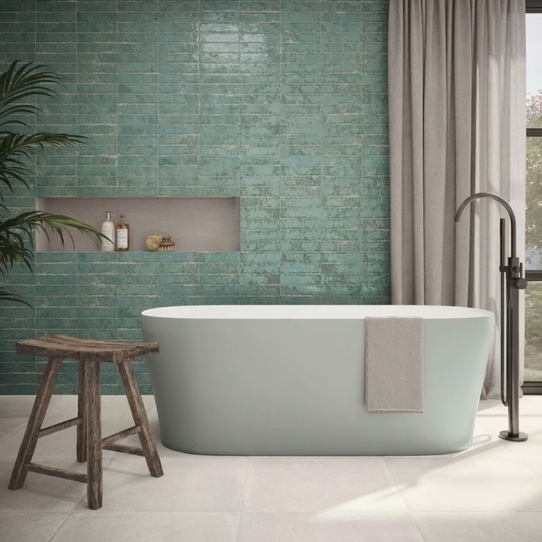 Carrelage sol effet pierre Travertin Calma blanc grisé 60,4x90,6 cm