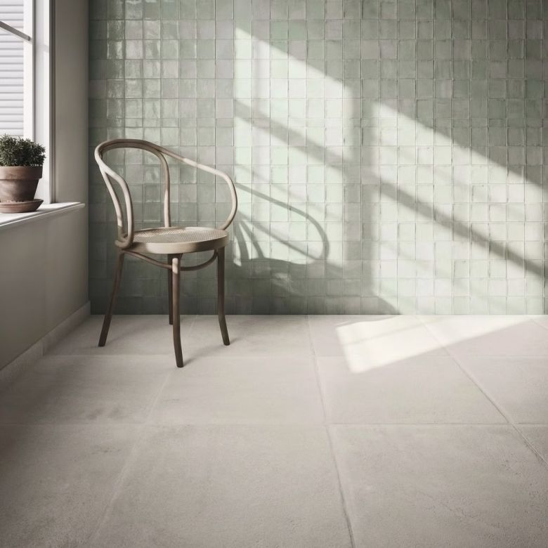 Carrelage sol effet pierre Travertin Calma blanc grisé 60,4x120,8 cm