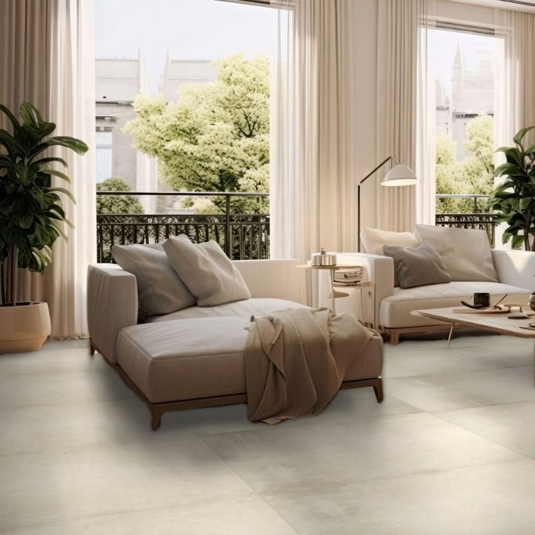 Carrelage sol effet béton Boston crema 100x100 cm