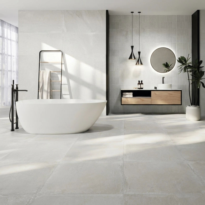 Carrelage sol effet béton Orlando blanc60x60 cm