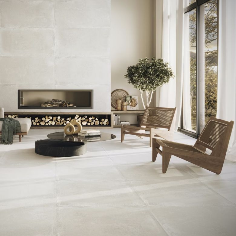 Carrelage sol effet béton Orlando blanc75x75 cm