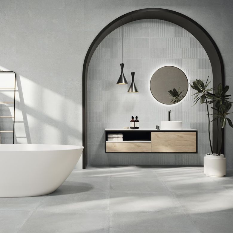 Carrelage sol effet béton Orlando gris 75x150 cm