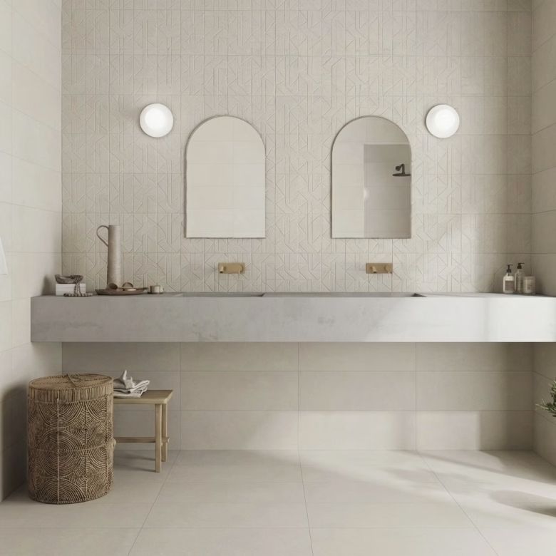 Carrelage sol effet béton Gravi Crème 60x120 cm