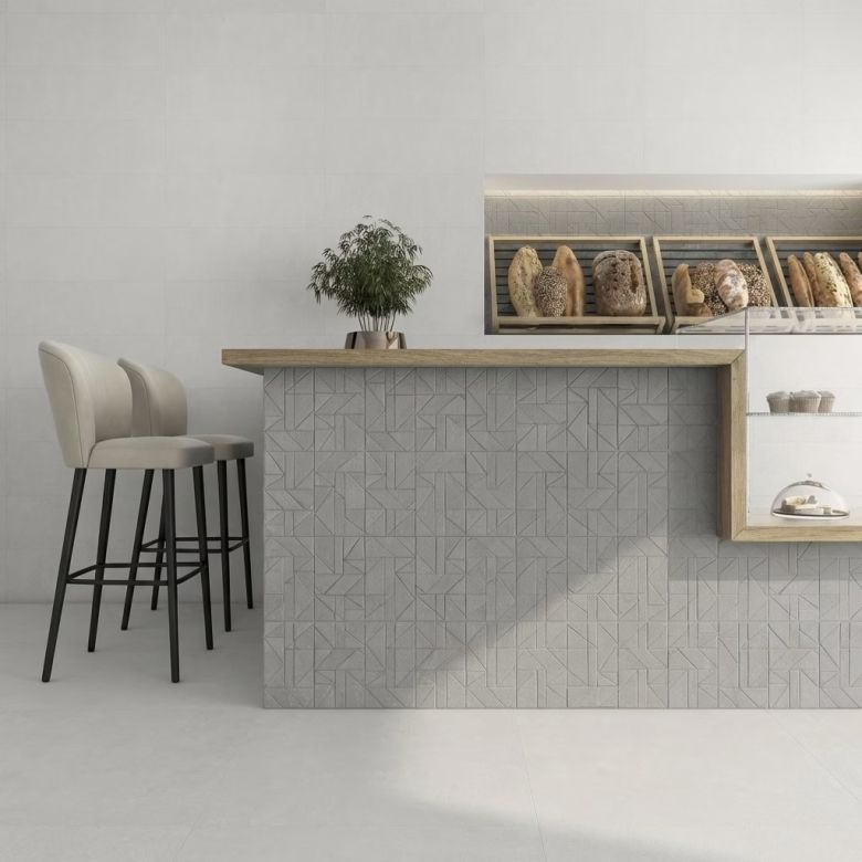 Carrelage sol effet béton Gravi Blanc 75x150 cm